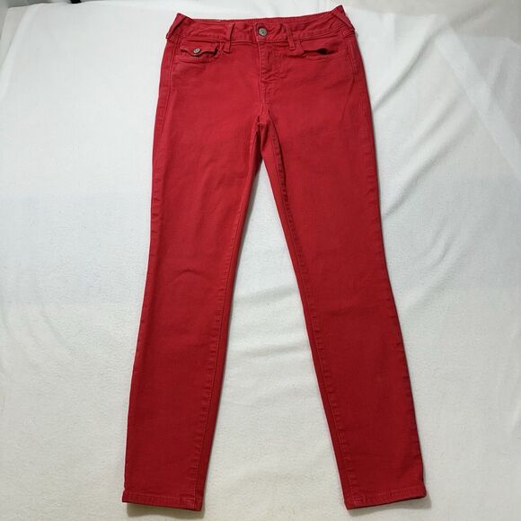 True Religion Pants - True Religion Women's 26 Red Mid Rise Skinny Jeans 27" Inseam Patch Logo